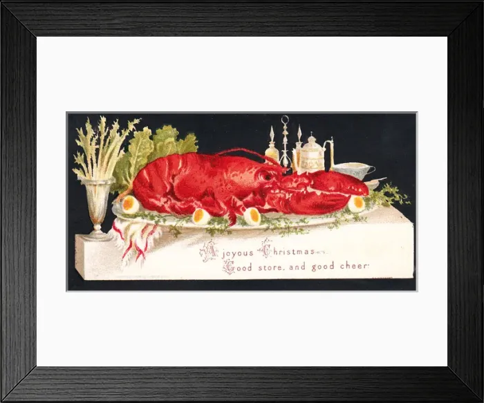 Framed Print : Lobster and boiled eggs on a Christmas card Framed Print : Lobster and boiled eggs on a Christmas card