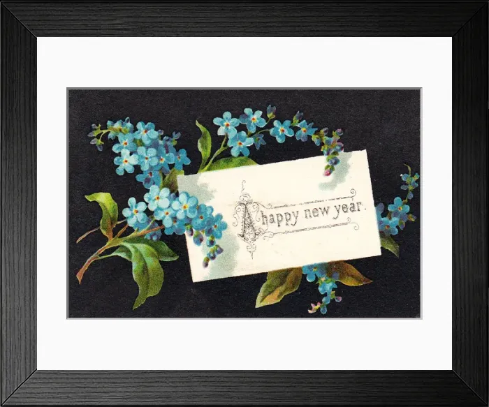 Framed Print : Forget-me-nots on a New Year card Framed Print : Forget-me-nots on a New Year card