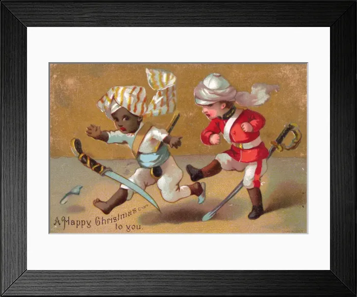 Framed Print : Two children on a Christmas card Framed Print : Two children on a Christmas card