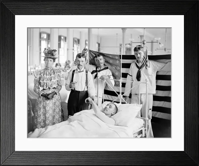 Framed Print : Doctor taking a patients pulse, Brooklyn Navy Yard Hospital Framed Print : Doctor taking a patients pulse, Brooklyn Navy Yard Hospital