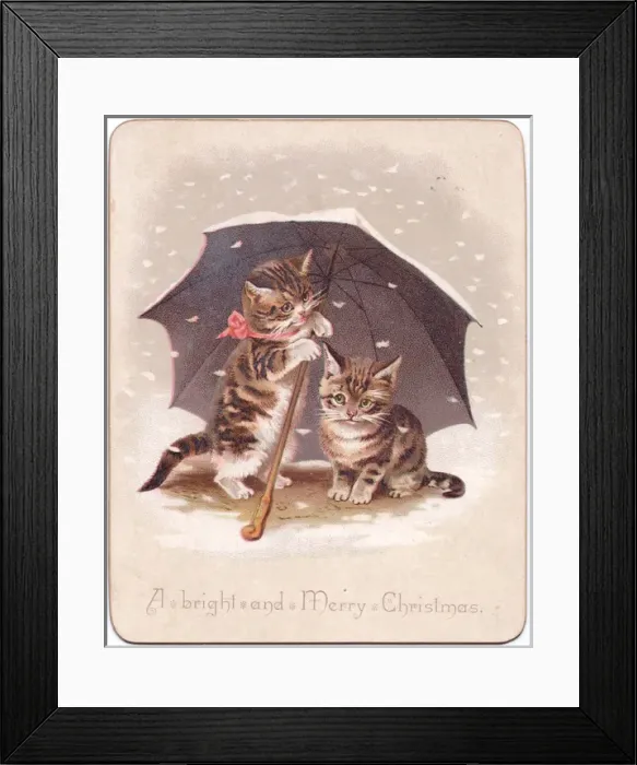 Framed Print : Two kittens on a Christmas card Framed Print : Two kittens on a Christmas card