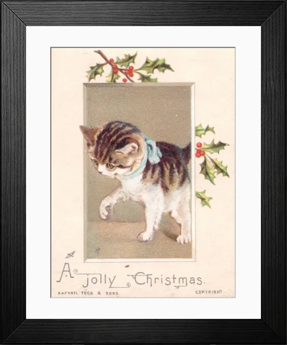 Framed Print : Kitten on a Christmas card Framed Print : Kitten on a Christmas card