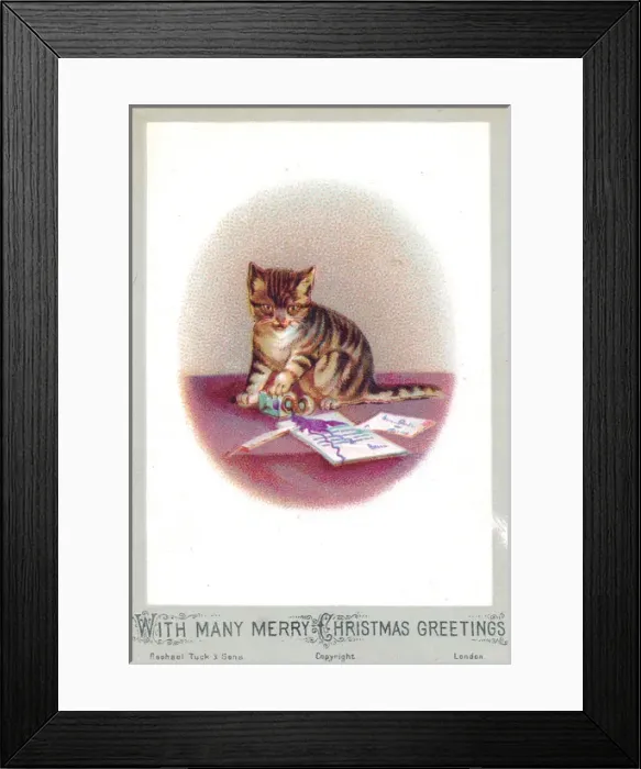 Framed Print : Kitten on a Christmas card Framed Print : Kitten on a Christmas card