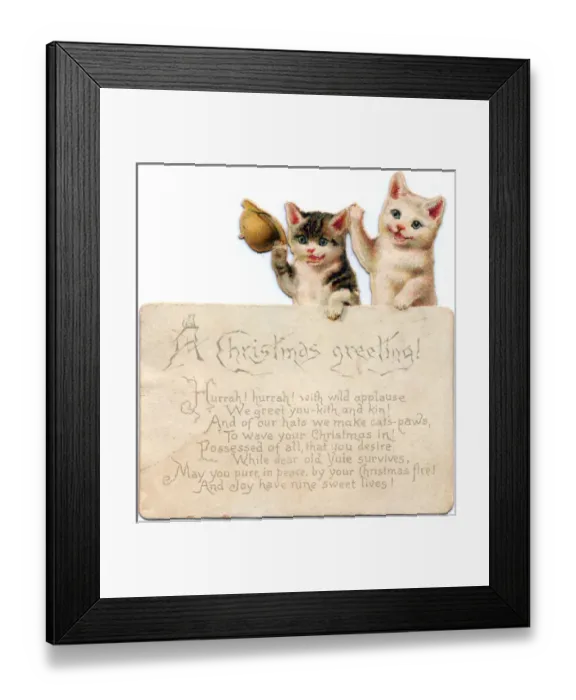 Framed Print : Two cats on a Christmas card Framed Print : Two cats on a Christmas card