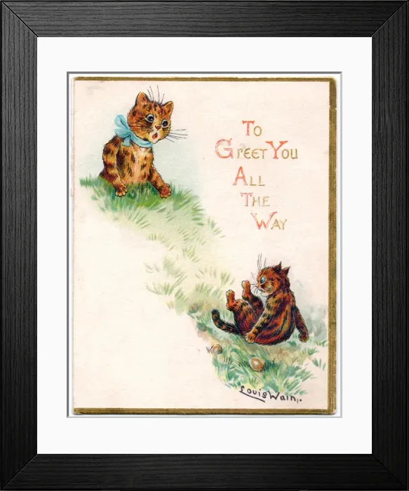 Framed Print : Two cats on a greetings card Framed Print : Two cats on a greetings card