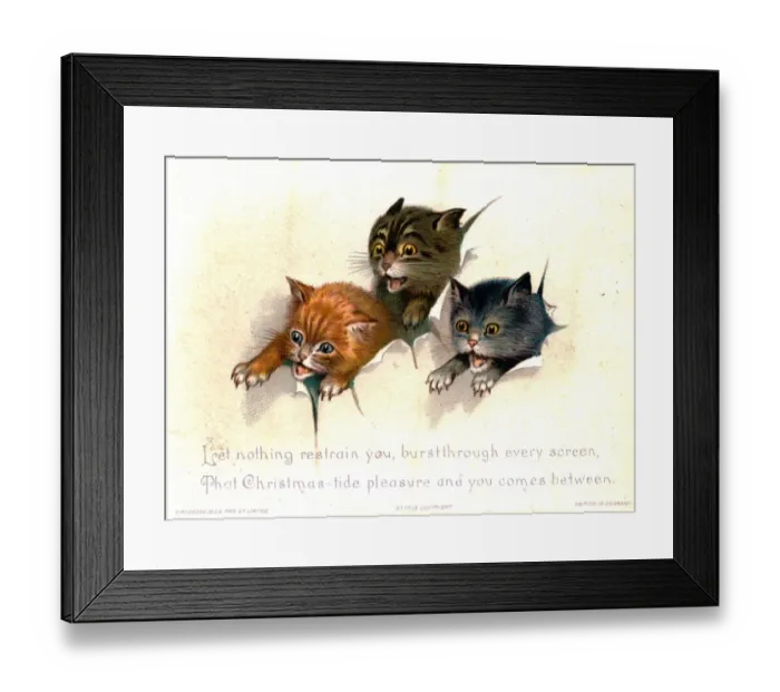 Framed Print : Three kittens on a Christmas card Framed Print : Three kittens on a Christmas card
