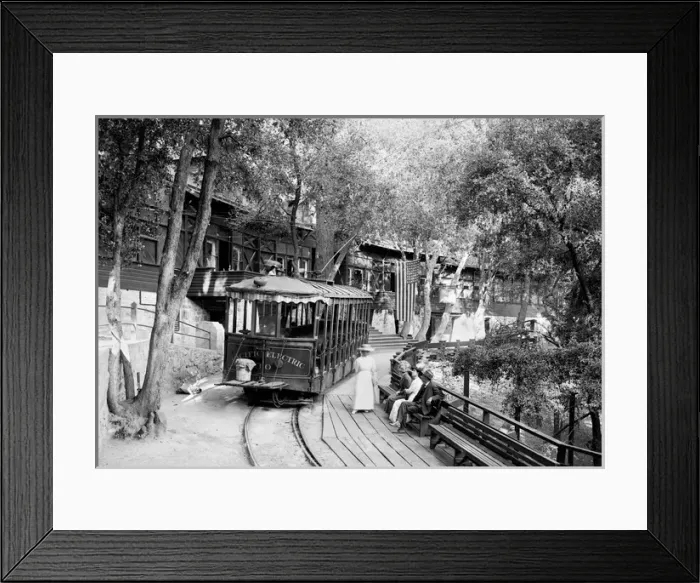 Framed Print : An Electric railway car at Ye Alpine Tavern, Mount Lowe Rail Framed Print : An Electric railway car at Ye Alpine Tavern, Mount Lowe Rail