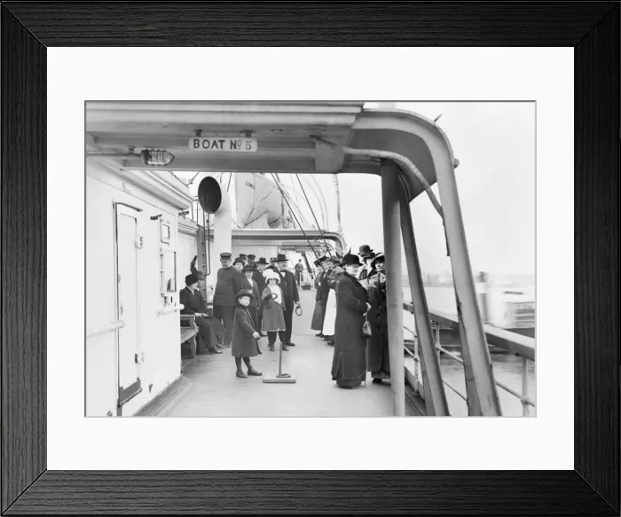 Framed Print : Passengers and children playing quoits on deck of Steamer Co Framed Print : Passengers and children playing quoits on deck of Steamer Co