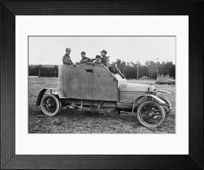 Framed Print : Soldiers in an armoured car during WWI in America Framed Print : Soldiers in an armoured car during WWI in America