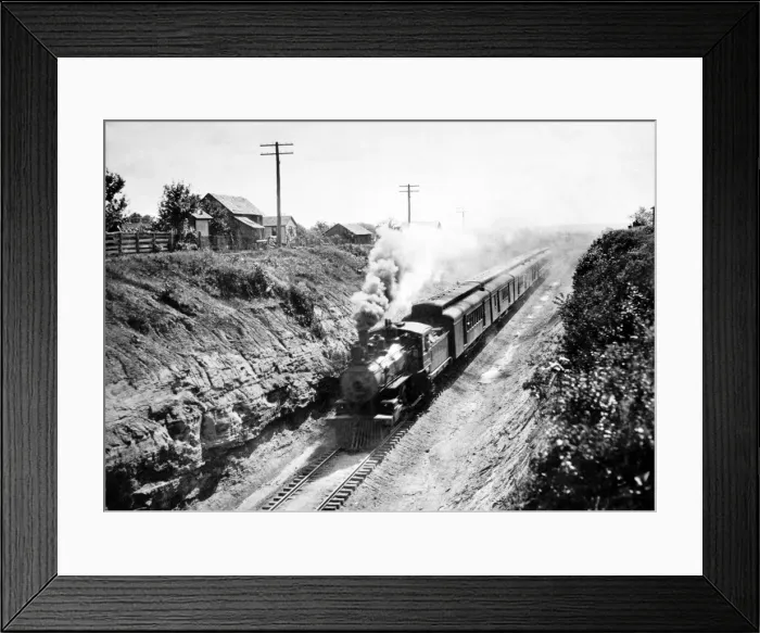 Framed Print : A steam engine railway train in America Framed Print : A steam engine railway train in America