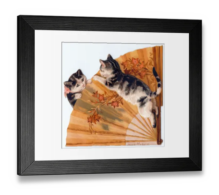 Framed Print : Two kittens on a cutout greetings card Framed Print : Two kittens on a cutout greetings card