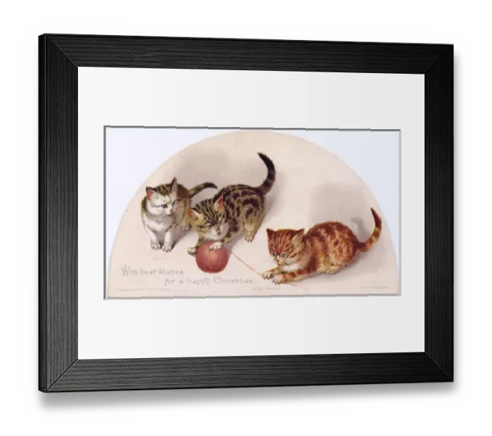 Framed Print : Three kittens on a Christmas card Framed Print : Three kittens on a Christmas card