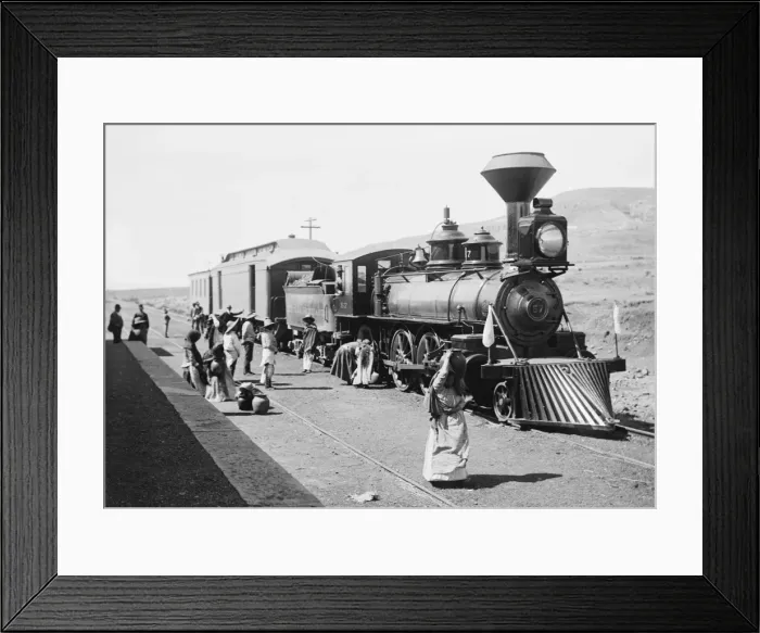 Framed Print : A Mexican Central Railway steam train at station, Mexico Framed Print : A Mexican Central Railway steam train at station, Mexico