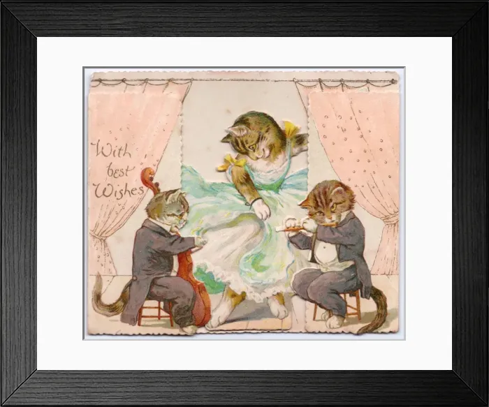 Framed Print : Three cats on a greetings card Framed Print : Three cats on a greetings card