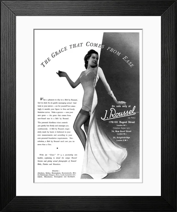 Framed Print : A Belt by Roussel advertisement, 1939 Framed Print : A Belt by Roussel advertisement, 1939
