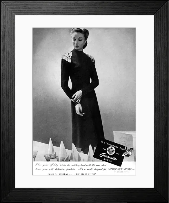 Framed Print : Advertisement for an evening gown, 1939 Framed Print : Advertisement for an evening gown, 1939