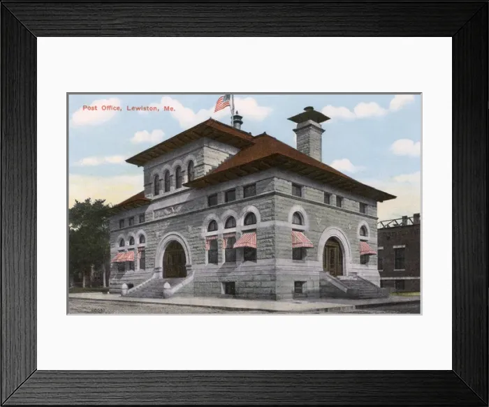 Framed Print : Post Office, Lewiston, Maine, USA Framed Print : Post Office, Lewiston, Maine, USA