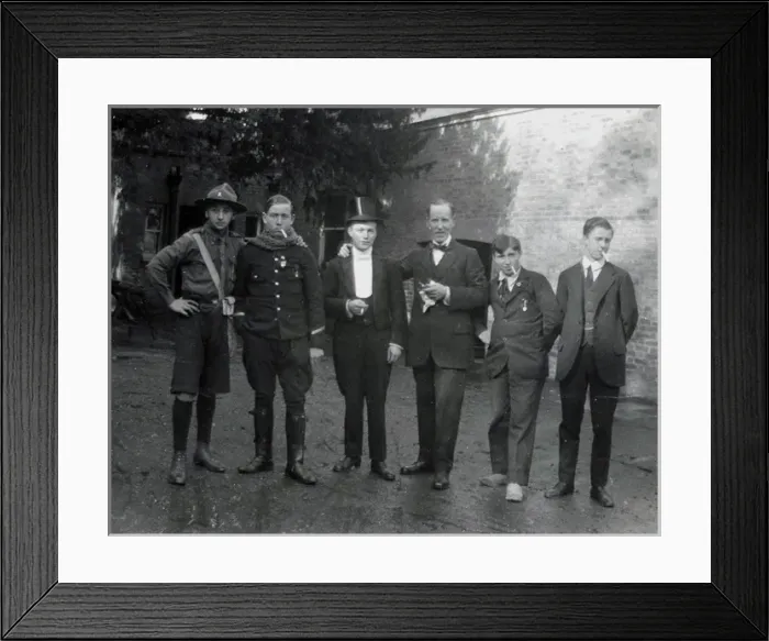 Framed Print : Six men, including Belgian patients, Quex House Framed Print : Six men, including Belgian patients, Quex House