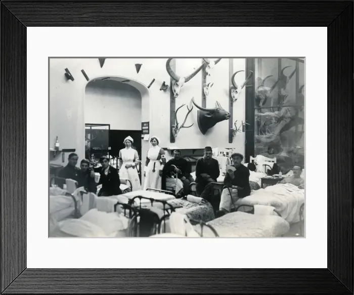 Framed Print : Belgian Patients & VAD Staff, B Ward, Quex Park Framed Print : Belgian Patients & VAD Staff, B Ward, Quex Park