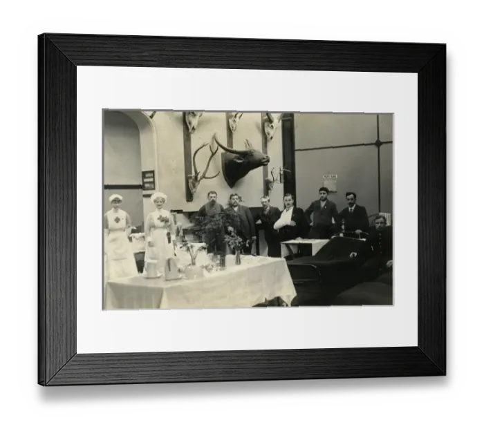 Framed Print : Belgian Patients & VAD Staff, B Ward, Quex Park Framed Print : Belgian Patients & VAD Staff, B Ward, Quex Park