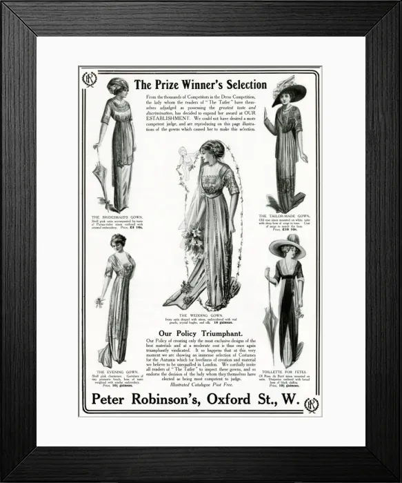 Framed Print : Advert for Peter Robinsons womens gowns 1911 Framed Print : Advert for Peter Robinsons womens gowns 1911