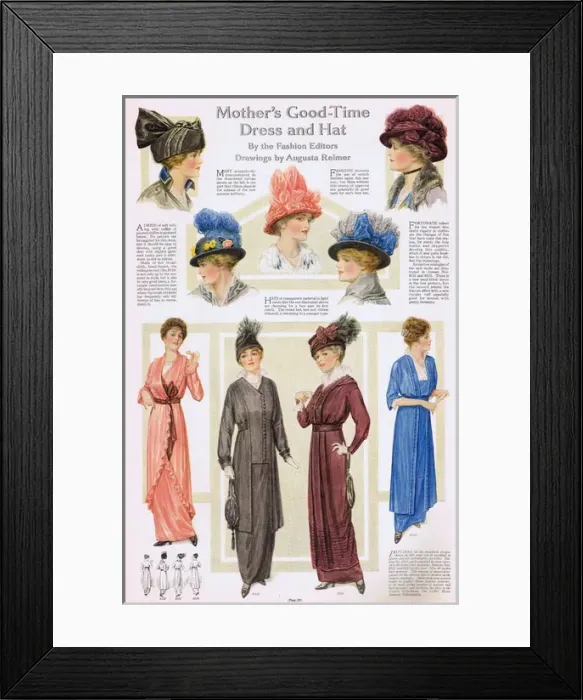 Framed Print : Fashion ideas for dresses and hats - winter Framed Print : Fashion ideas for dresses and hats - winter