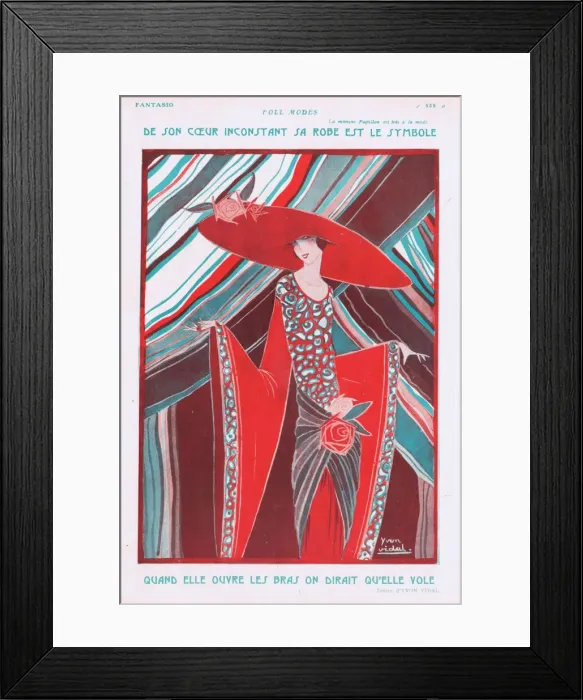 Framed Print : Stunning fashion drawing for a lady in red Framed Print : Stunning fashion drawing for a lady in red