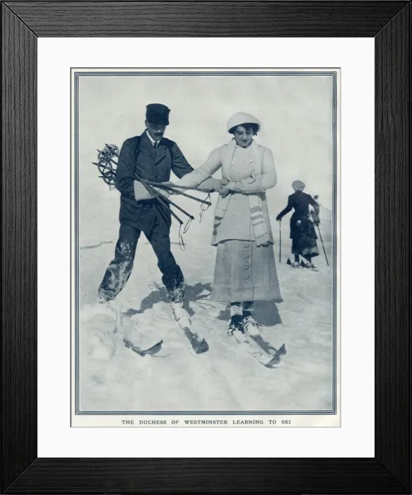 Framed Print : The Duchess of Westminster learning to ski Framed Print : The Duchess of Westminster learning to ski