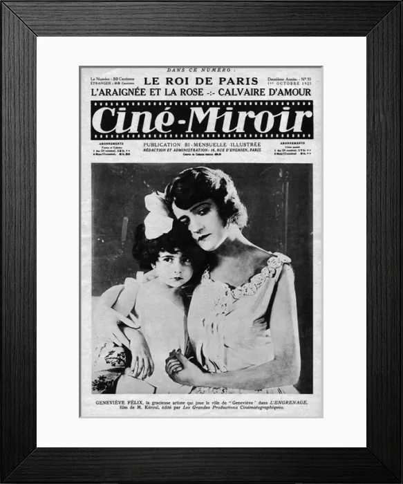 Framed Print : Cine-Miroir featuring Genevieve Felix in L Engrenage, 1925 Framed Print : Cine-Miroir featuring Genevieve Felix in L Engrenage, 1925