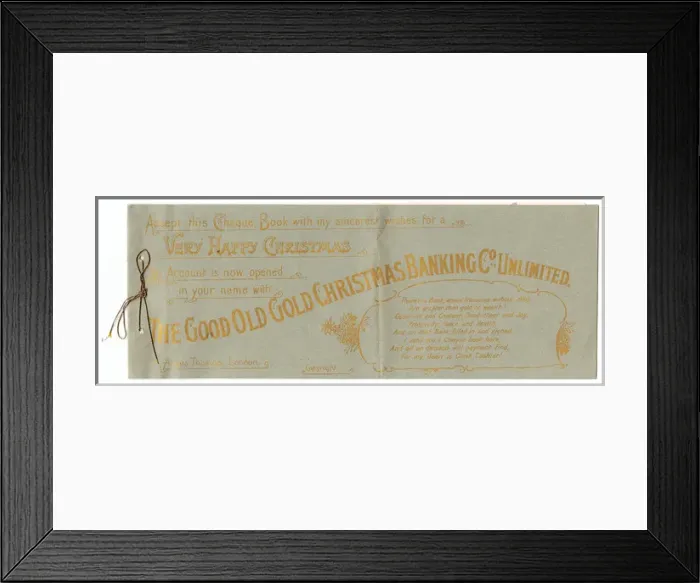 Framed Print : Christmas cheque book greetings Framed Print : Christmas cheque book greetings
