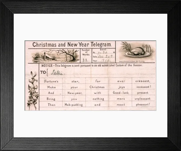 Framed Print : Christmas and New Year telegram Framed Print : Christmas and New Year telegram