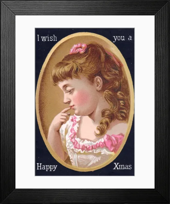 Framed Print : Pensive girl on a Christmas card Framed Print : Pensive girl on a Christmas card