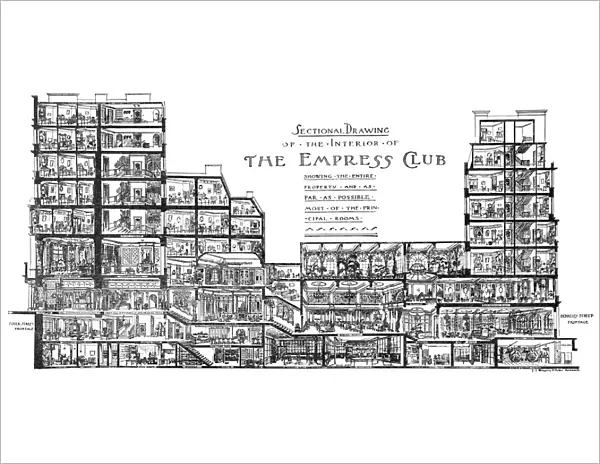 A Sectional Drawing of The Empress Club, 13 Berkeley Street