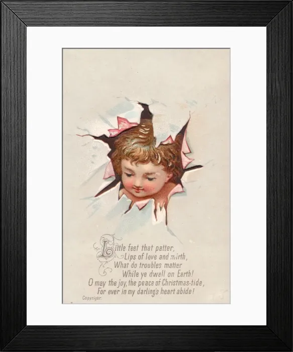 Framed Print : Little child on a Christmas card Framed Print : Little child on a Christmas card