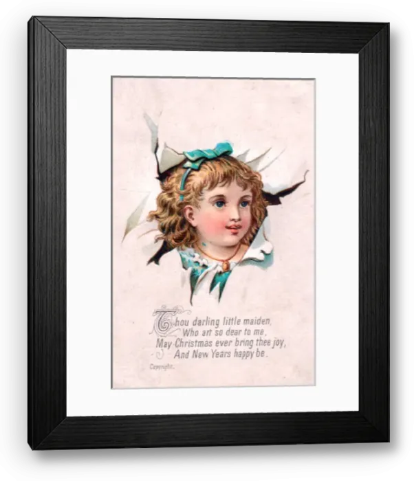 Framed Print : Little girl on a Christmas card Framed Print : Little girl on a Christmas card