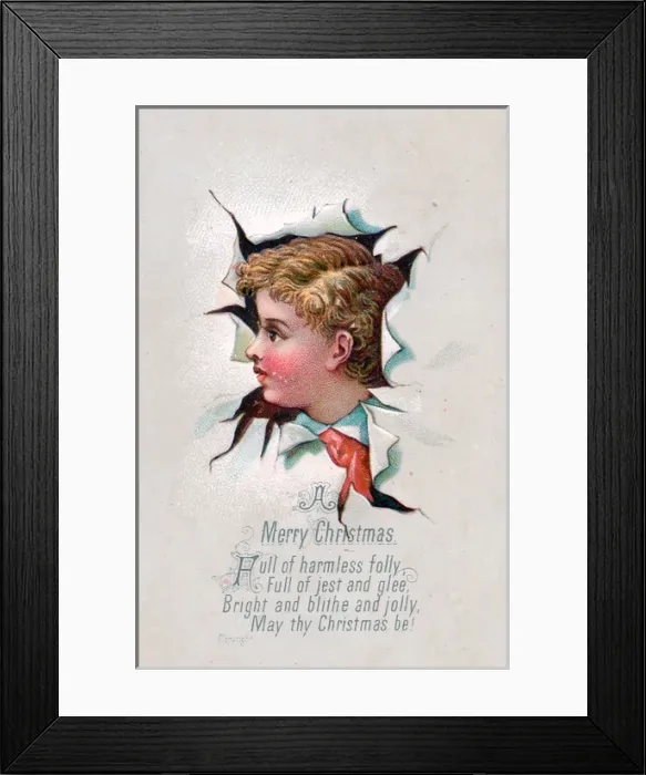 Framed Print : Little boy on a Christmas card Framed Print : Little boy on a Christmas card