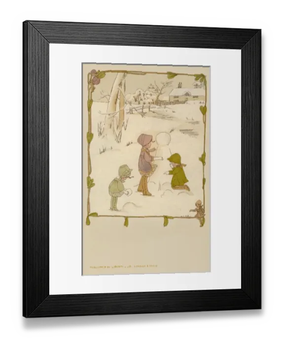Framed Print : Winter scene. Building a snowman Framed Print : Winter scene. Building a snowman