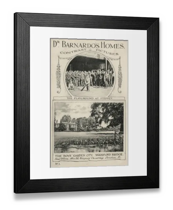 Framed Print : Barnardos Contrast Card advertising new Woodford Bridge H Framed Print : Barnardos Contrast Card advertising new Woodford Bridge H