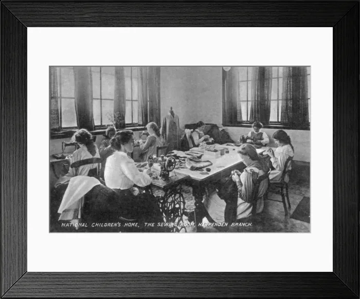 Framed Print : Sewing Room at National Childrens Home, Harpenden, Herts Framed Print : Sewing Room at National Childrens Home, Harpenden, Herts