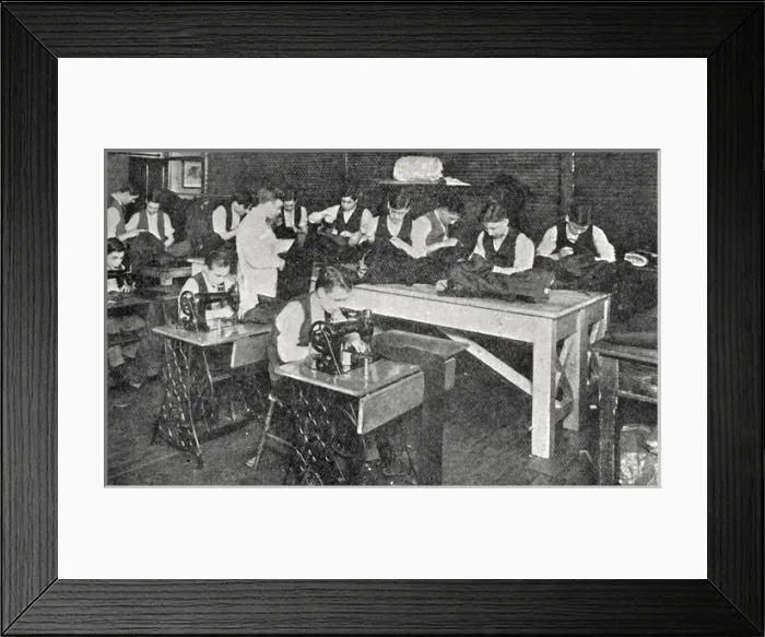 Framed Print : Tailors at Shaftesbury Homes, Fordham House, London Framed Print : Tailors at Shaftesbury Homes, Fordham House, London