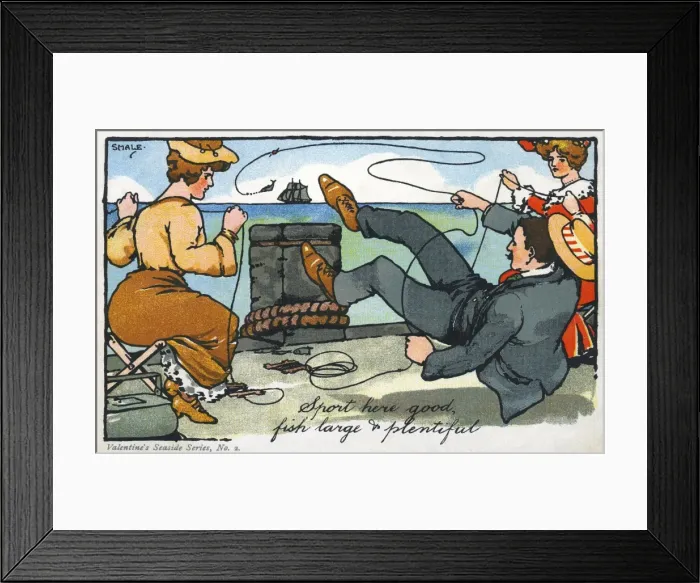 Framed Print : Humorous fishing scene Framed Print : Humorous fishing scene
