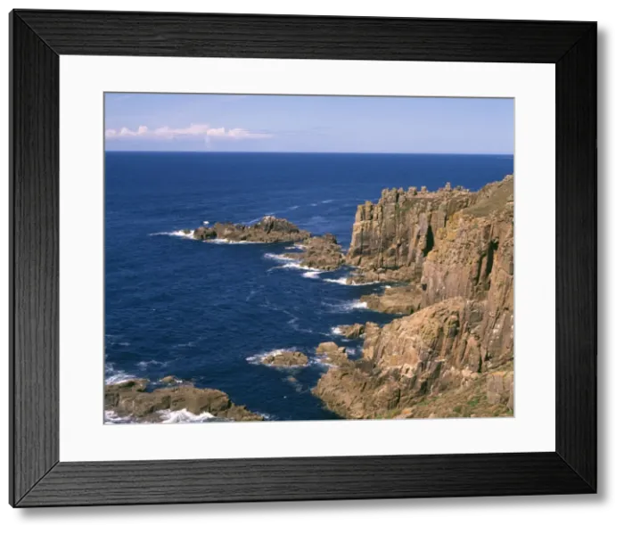 Framed Print : Sea and rocks at Lands End, Cornwall Framed Print : Sea and rocks at Lands End, Cornwall