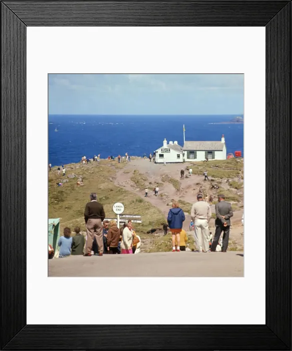 Framed Print : Tourists and holidaymakers at Lands End, Cornwall Framed Print : Tourists and holidaymakers at Lands End, Cornwall