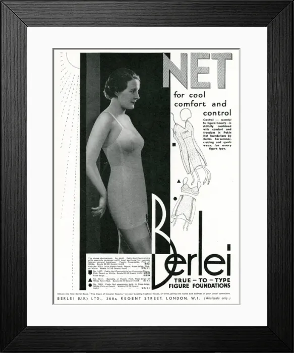 Framed Print : Advert for Berlei womens underwear 1933 Framed Print : Advert for Berlei womens underwear 1933