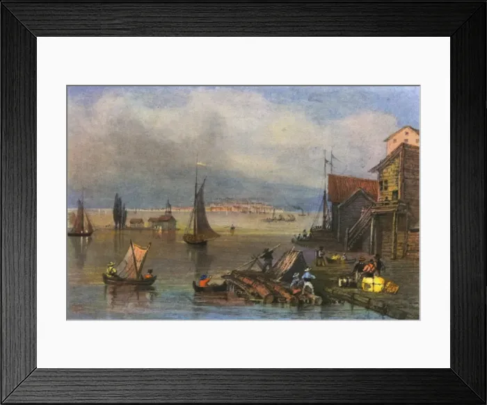 Framed Print : View of Prescott, Canada, from Ogdensburg Harbour, USA Framed Print : View of Prescott, Canada, from Ogdensburg Harbour, USA