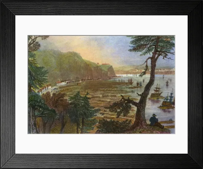 Framed Print : Timber depot near Quebec, Canada Framed Print : Timber depot near Quebec, Canada
