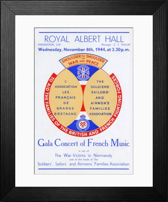 Framed Print : Programme cover, Gala Concert of French Music, WW2 Framed Print : Programme cover, Gala Concert of French Music, WW2