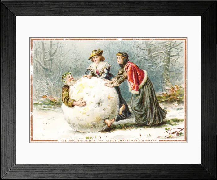 Framed Print : Father Christmas in large snowball on a Christmas card Framed Print : Father Christmas in large snowball on a Christmas card