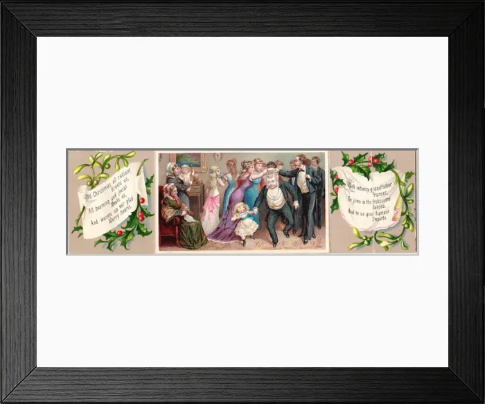 Framed Print : Family dancing on a Christmas card Framed Print : Family dancing on a Christmas card