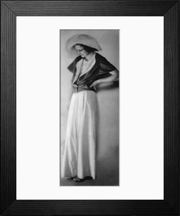 Framed Print : Pyjama suit with wide brimmed hat, 1931 Framed Print : Pyjama suit with wide brimmed hat, 1931